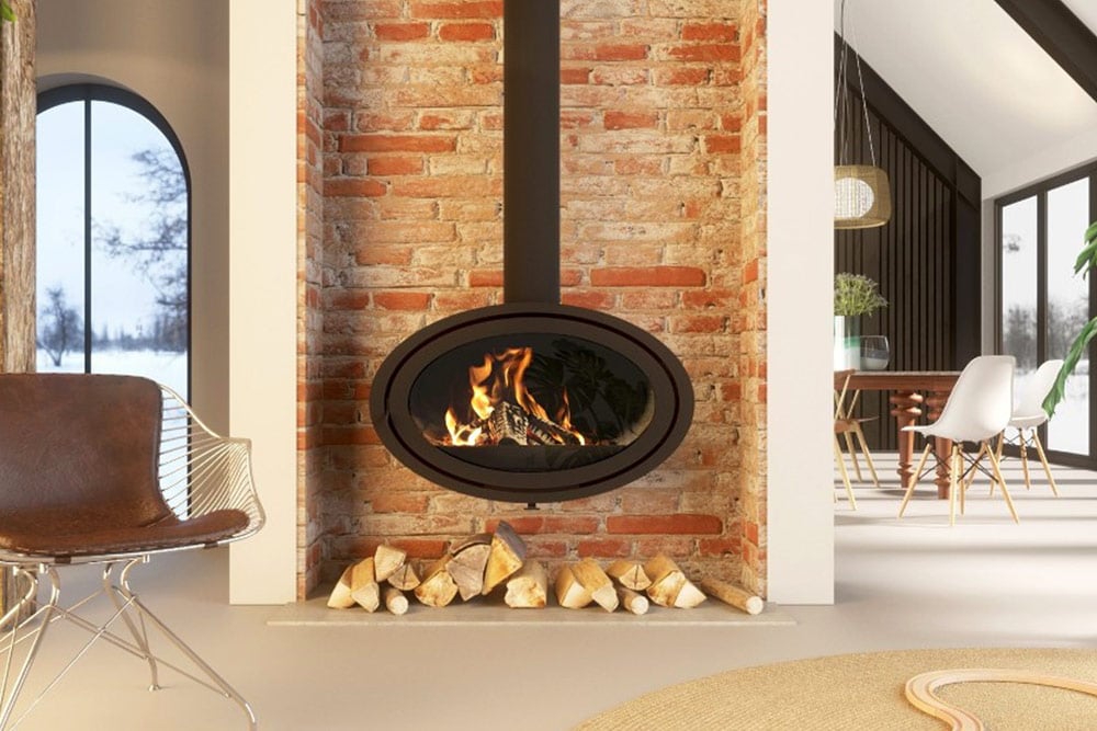 Oval wall poele a bois